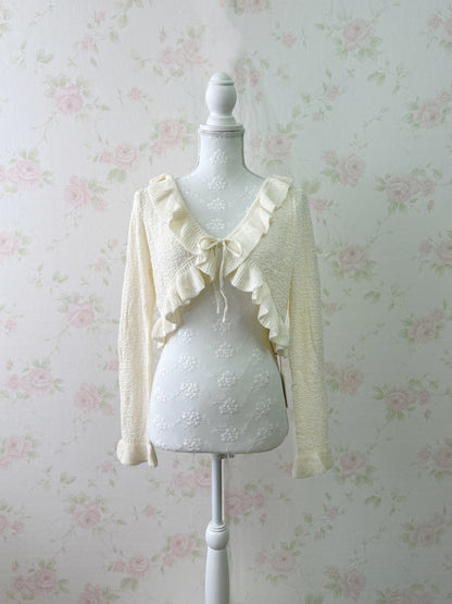 GRL Shoujo Girlie Ruffled Cardigan (Ivory)