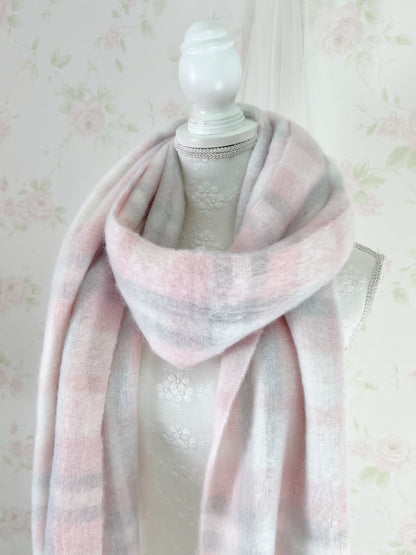 Shoujo Checked Scarf (Pink X Gray)