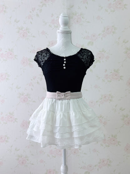 (10% OFF) GRL Multiple Layered Lace Hem Skirt (White)