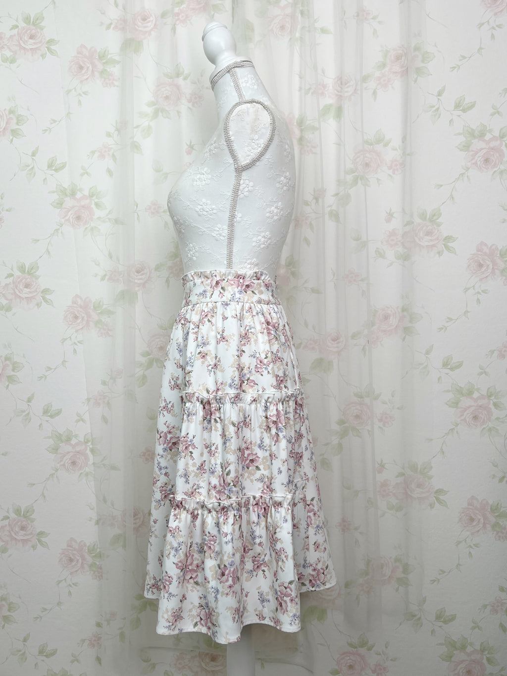 LODISPOTTO Pastel Floral Ruffeld Skirt