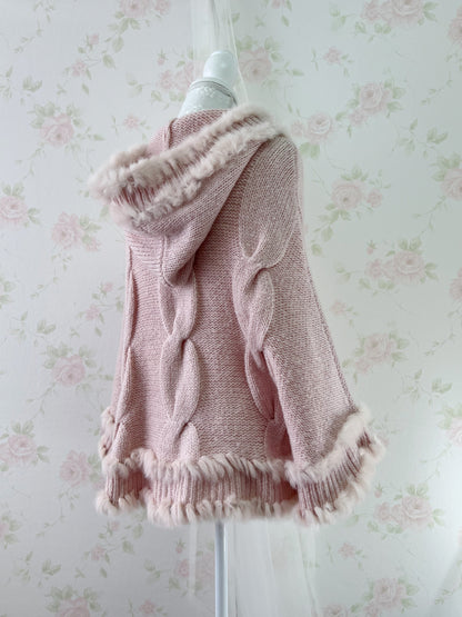 Narumiya Rabbit Fur Poncho (Pink)