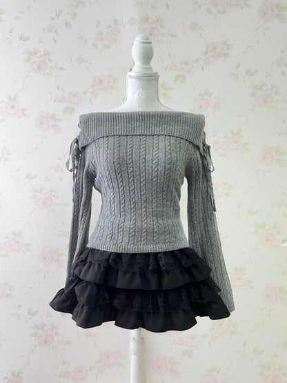 GRL Laced Up Shoulder Sweater (Gray)