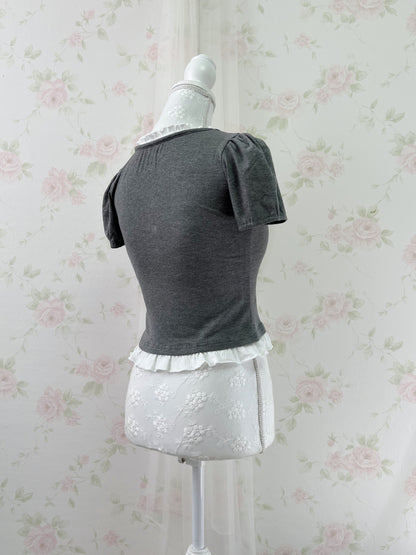 GRL Ruffled Lined Shoujo Top (Gray)