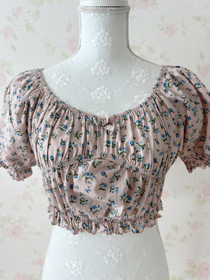 Treaturself Floral Cotton Short Top (Pink)
