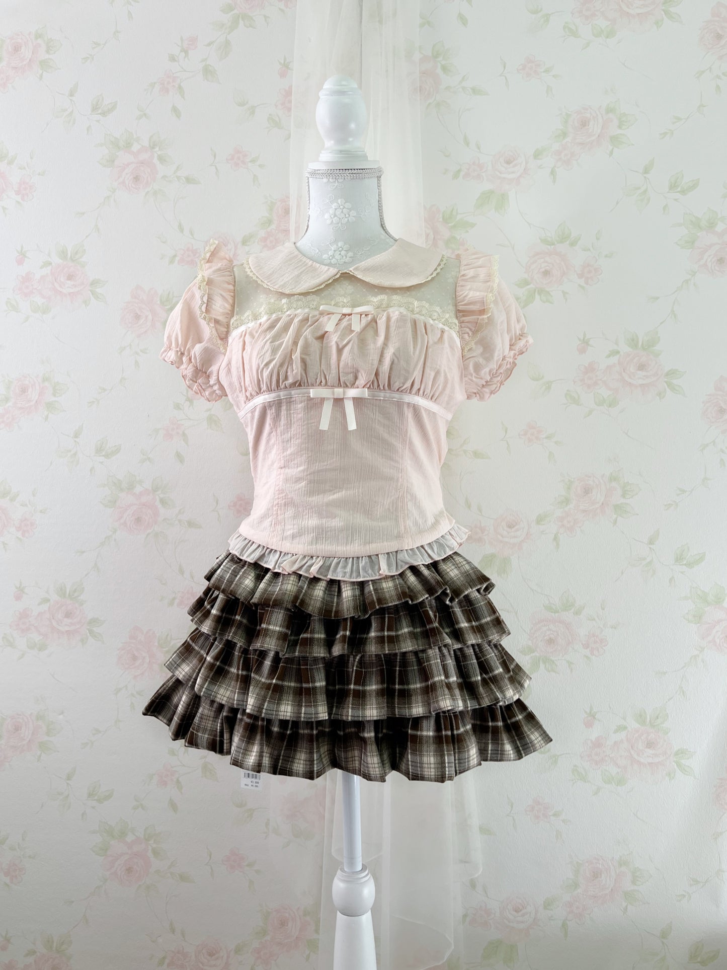 NoGenki Back Bow Girly Blouse (Peach Pink)