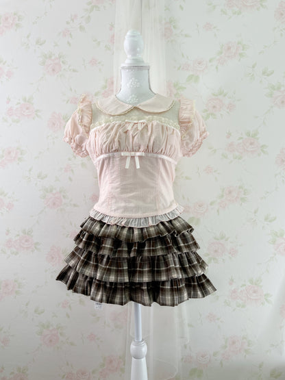 NoGenki Back Bow Girly Blouse (Peach Pink)