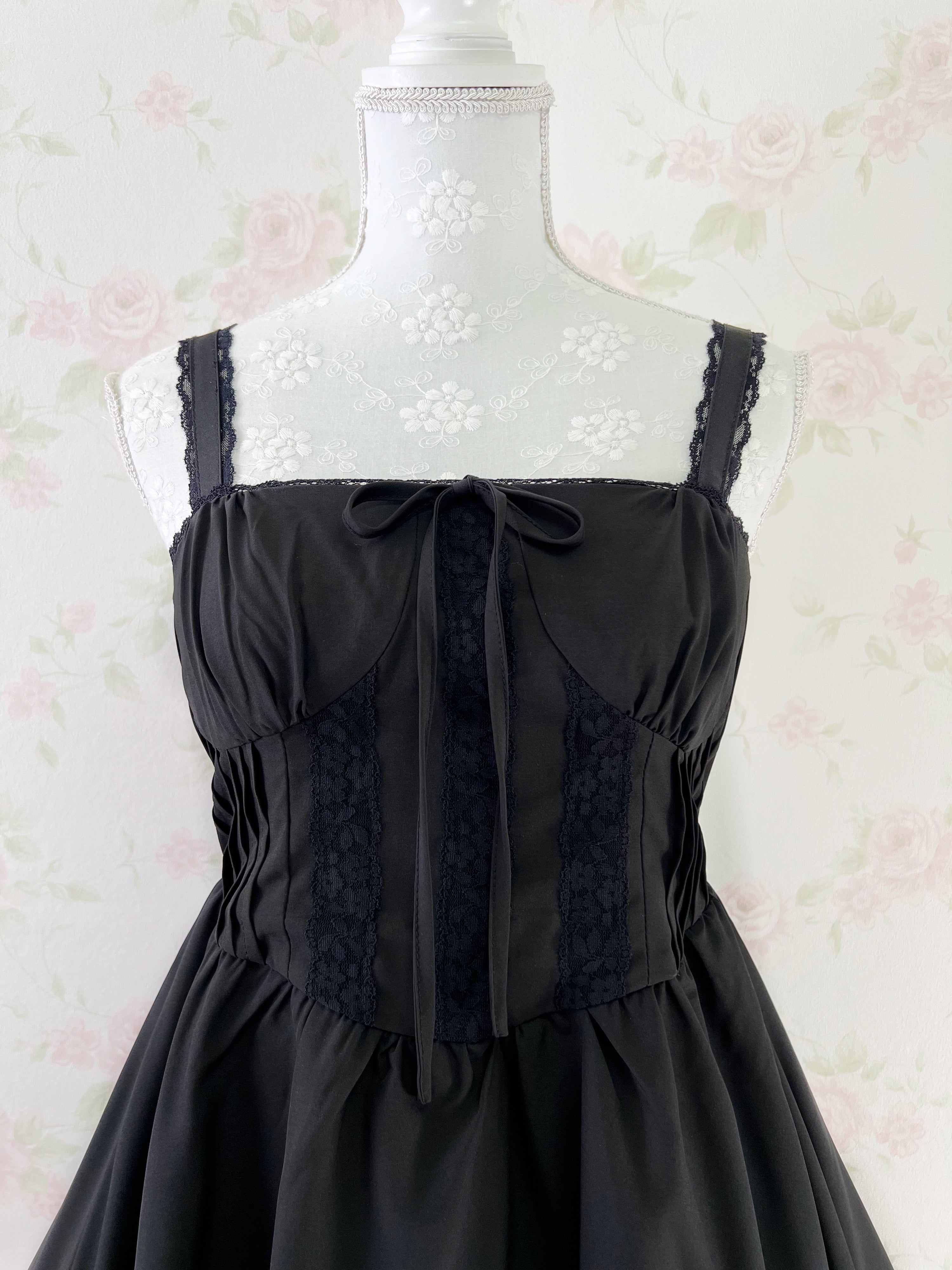Corset Style A Line Dress (Black)