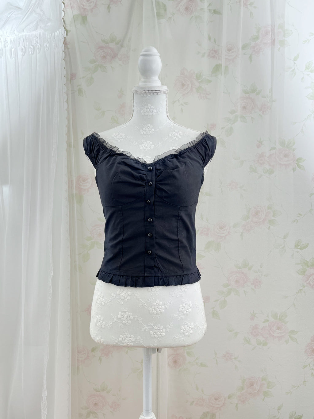 Cotton Princess Blouse (Black)