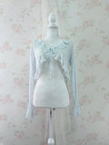 Lacy Front String Cardigan (Blue)