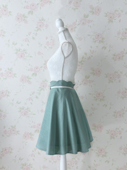 PATTERN Waist Buckle Flare Skirt (Green)