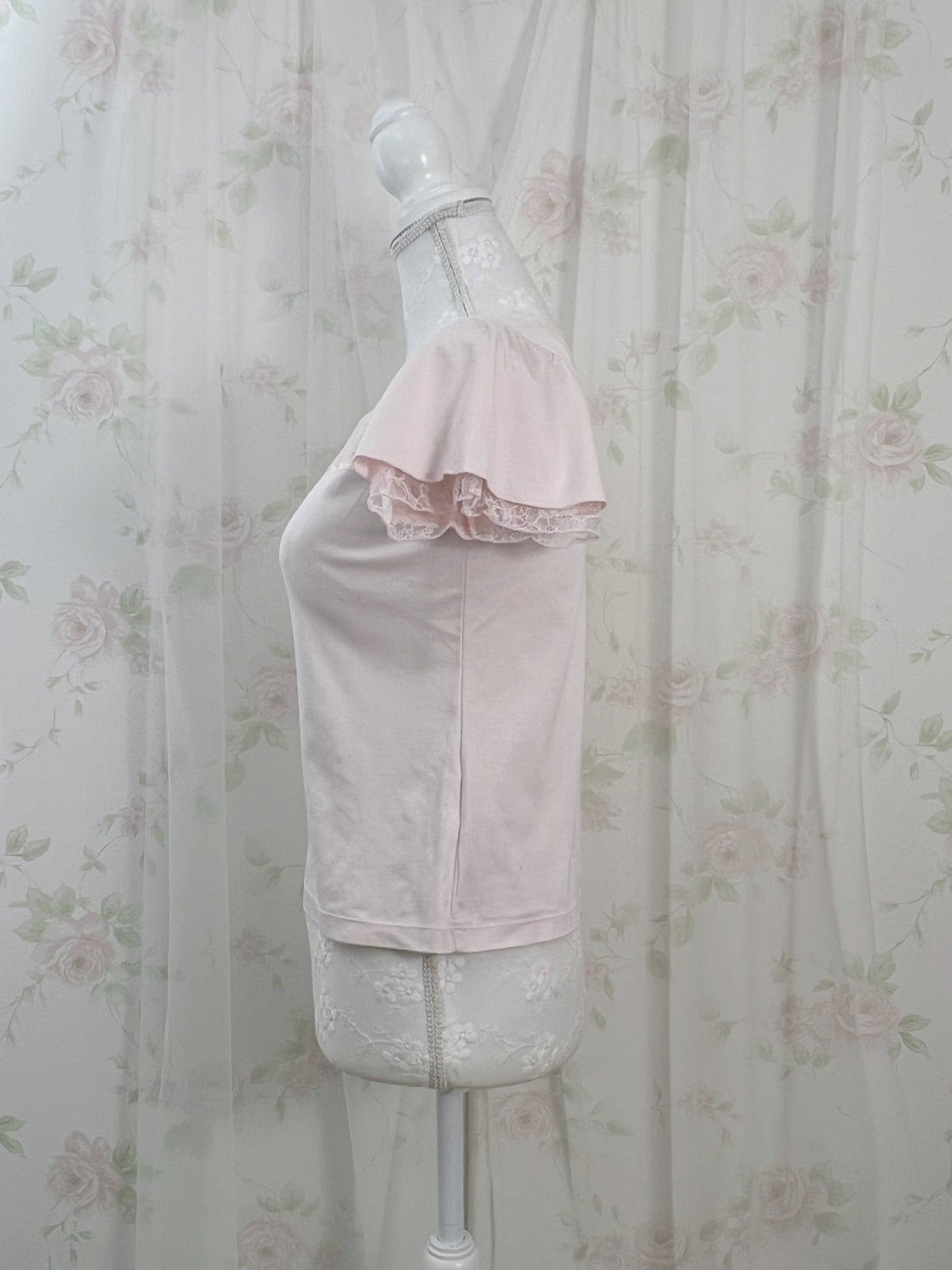 L'EST ROSE French Sleeve Cotton T-Shirt (Pink)