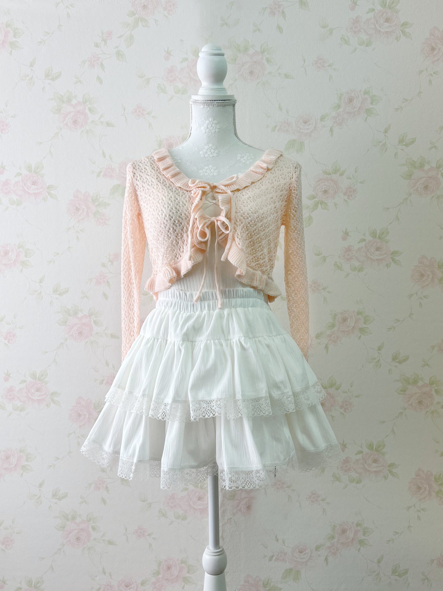GRL Double String Cardigan (Peach Pink)