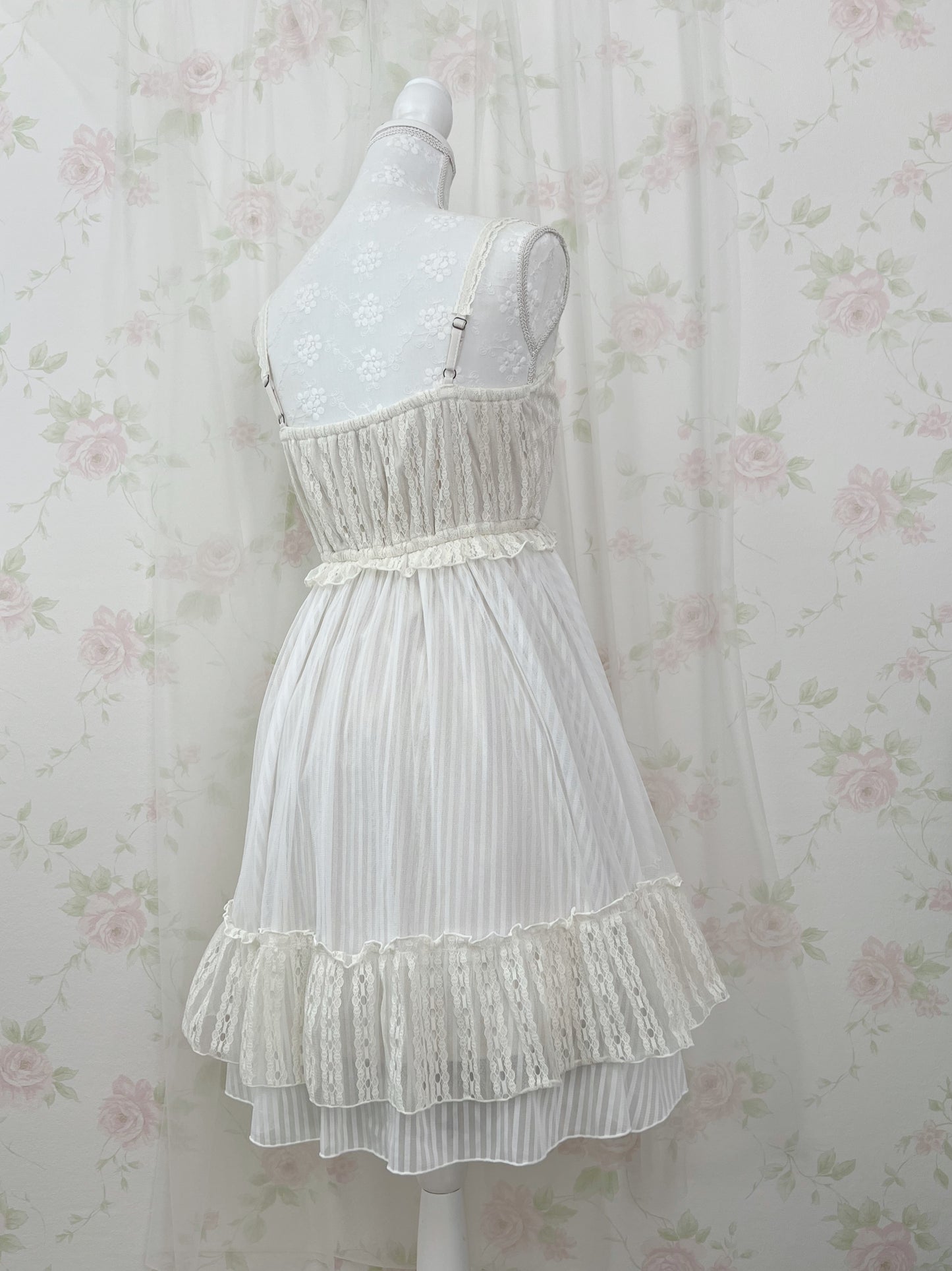 axes femme POETIQUE Striped Tulle Camisole Dress