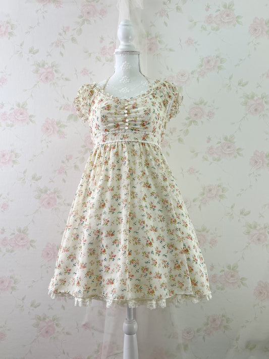 L’EST ROSE Halter Neck Floral Dress (Butter Yellow)