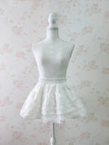 Soft Girl Layered Lace Hem Skirt (White)
