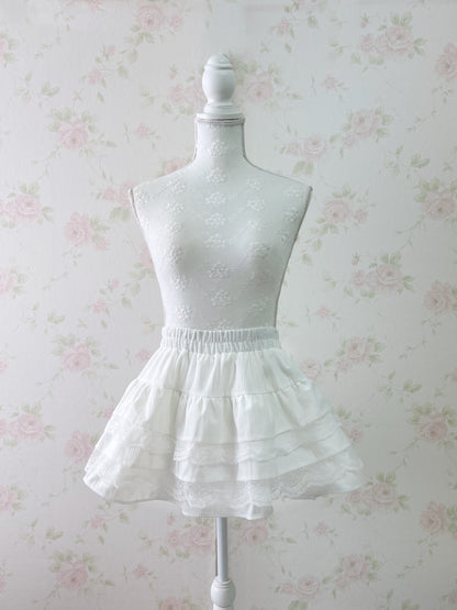 (10% OFF) GRL Multiple Layered Lace Hem Skirt (White)