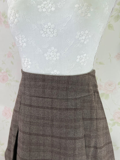 GRL Trapezoid Slit Checked Skirt (Smoky Brown)