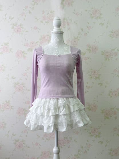 (14% OFF) GRL Coquette Girly Top (Purple Pink)