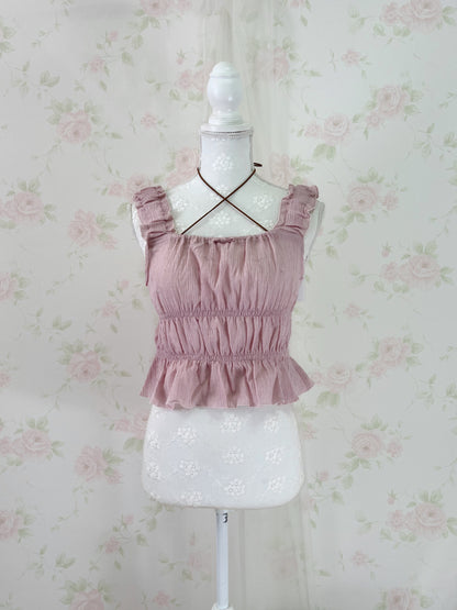 (Pre-order) MultiPal Store Original Suede Cross Shoujo Top (Pink)