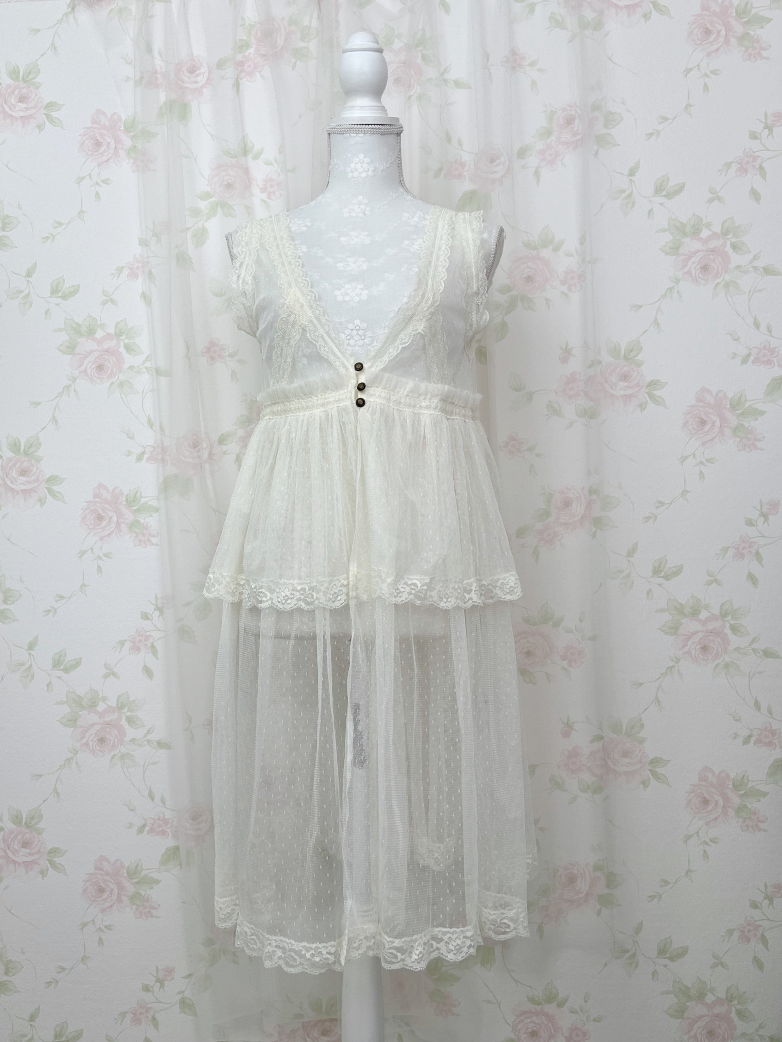 axes femme Princess Tulle Long Gillet (Ivory)