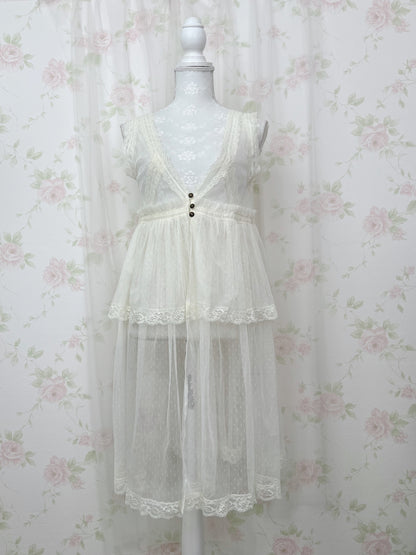 axes femme Princess Tulle Long Gillet (Ivory)