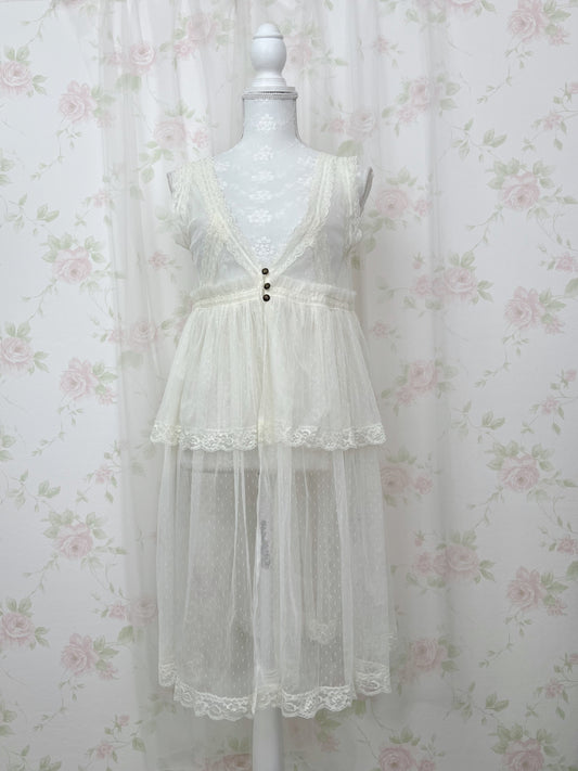 axes femme Princess Tulle Long Gillet (Ivory)