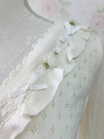 LIZ LISA White Rose V Cardigan (White)