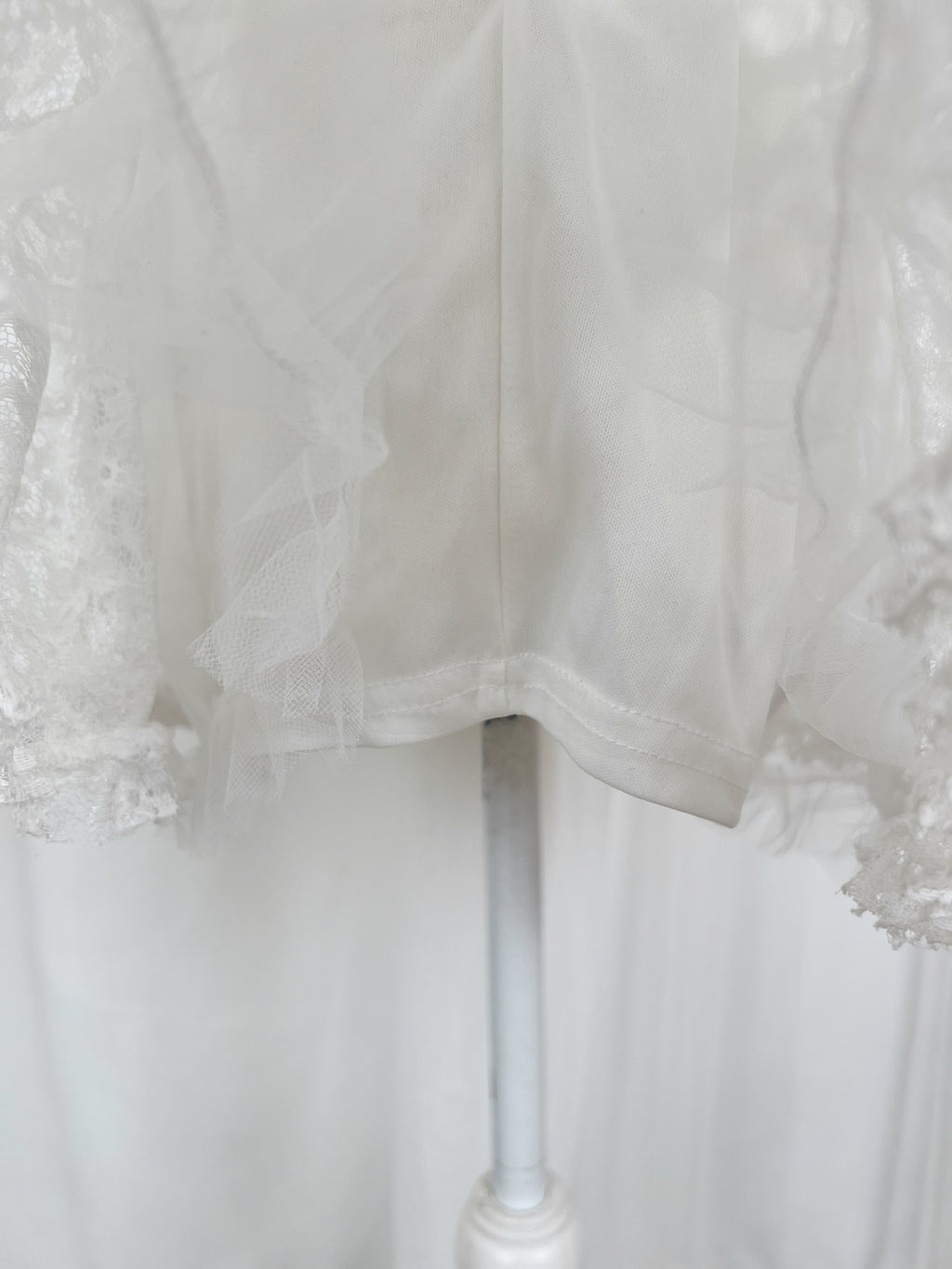 Princess Cotton Blend Lacy Mini Skirt (White)