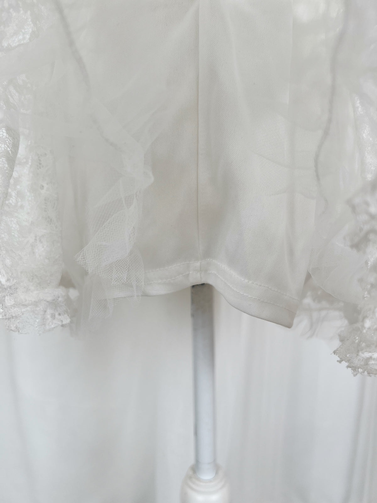 Princess Cotton Blend Lacy Mini Skirt (White)