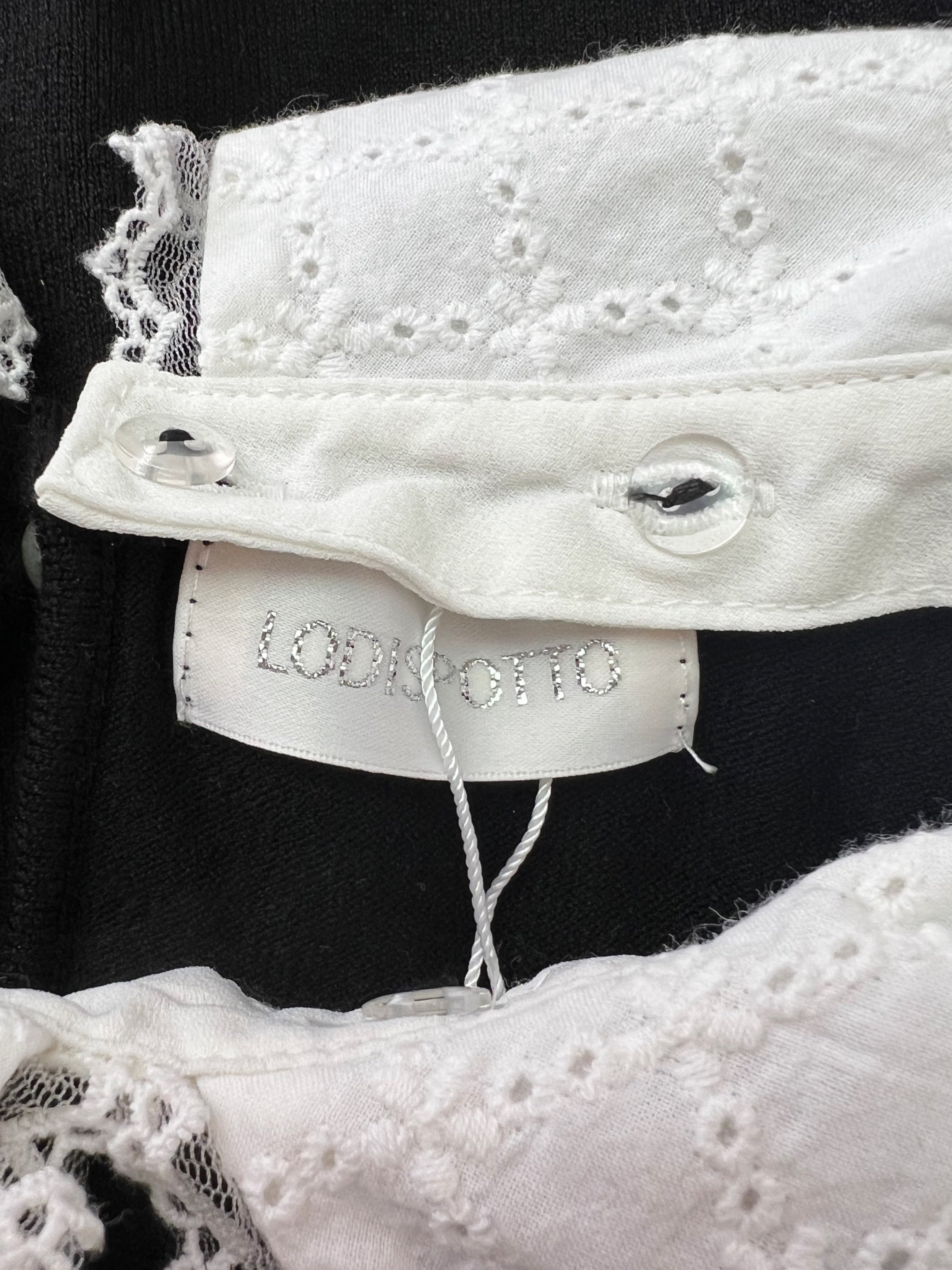 LODISPOTTO Cotton Lace Collar Puff Sleeve Top (Black)