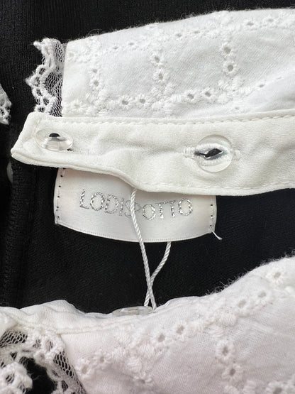 LODISPOTTO Cotton Lace Collar Puff Sleeve Top (Black)