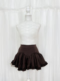 Tiny Polka Dot Mini Flare Skirt (Chocolate)
