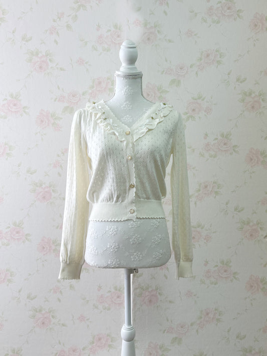 LIZ LISA White Rose V Cardigan (White)