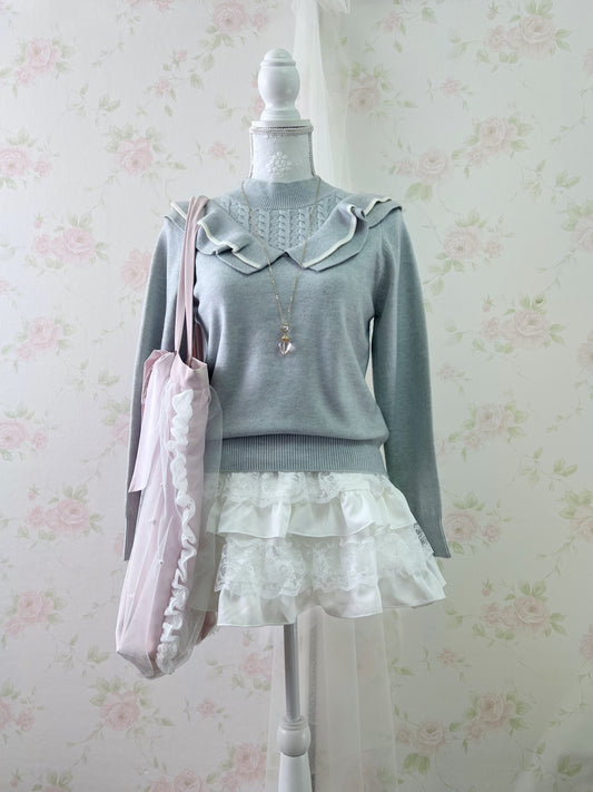 mezzo piano junior Frilled Soft Sweater (Angelic Blue)