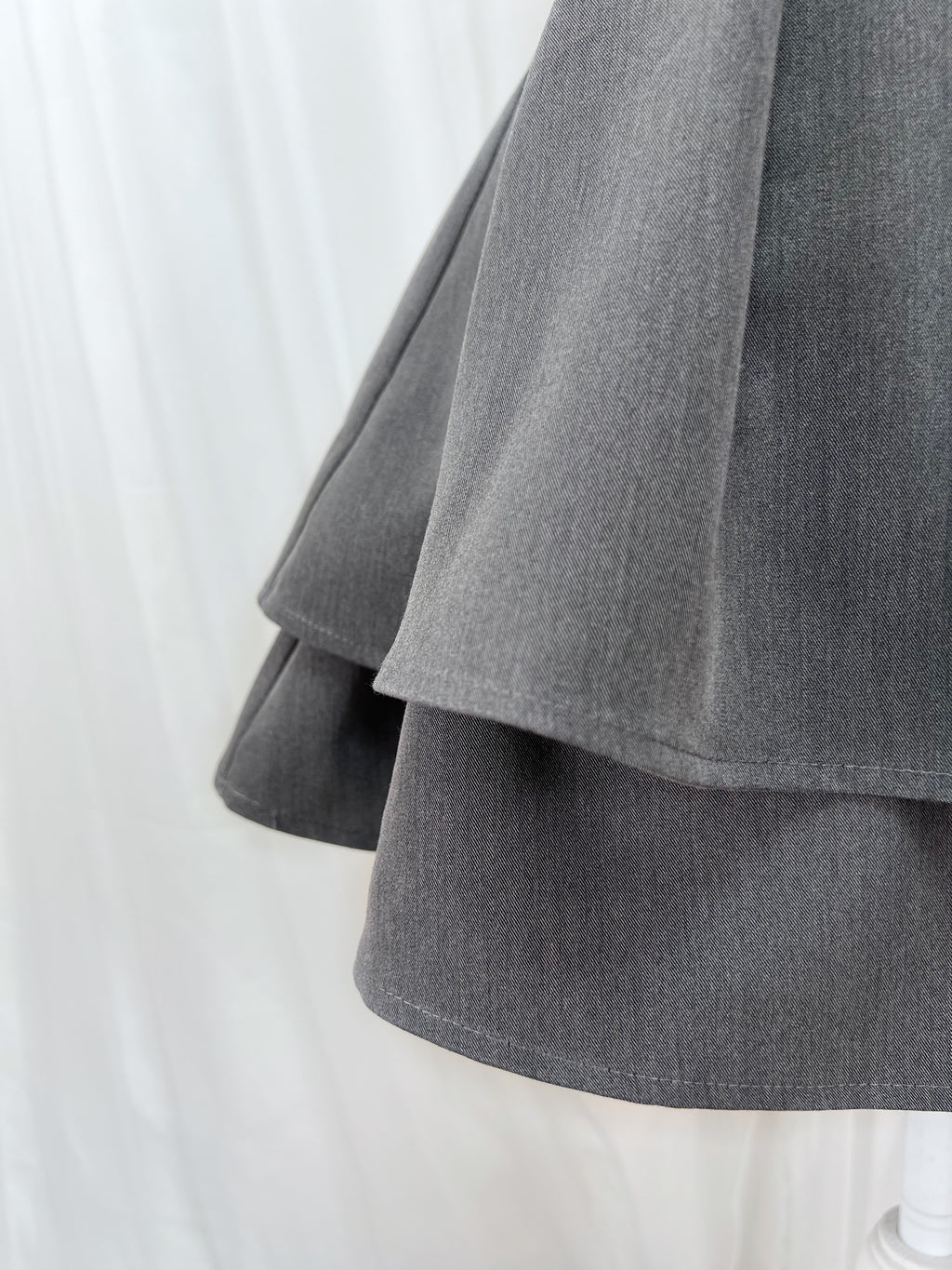 Back Bow Tiered  High Waist Skirt (Gray)