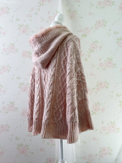mezzo piano Rabbit Fur Poncho (pink)