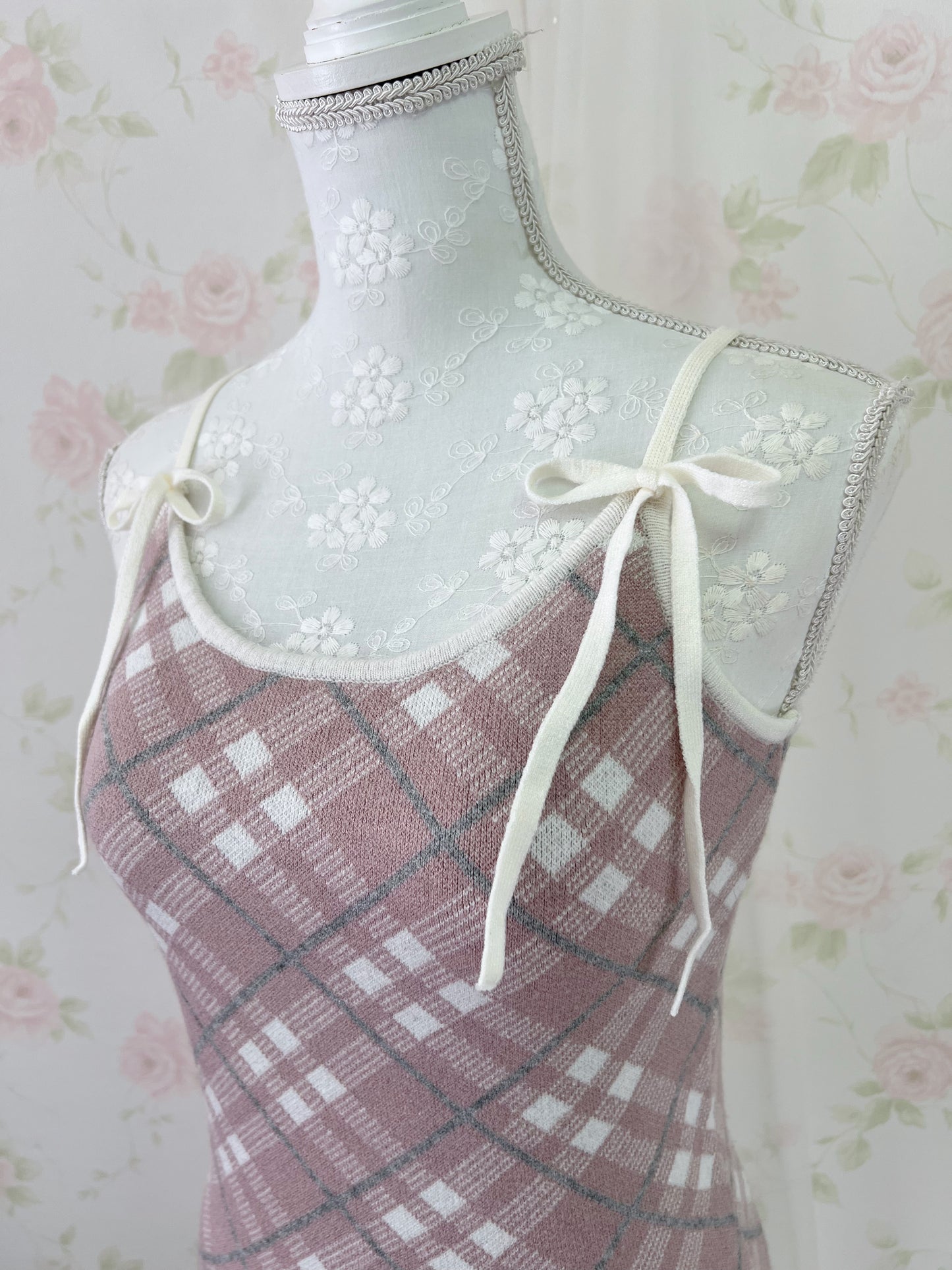 apres jour Short Knit Top & Camisole Set (Gray Pink)