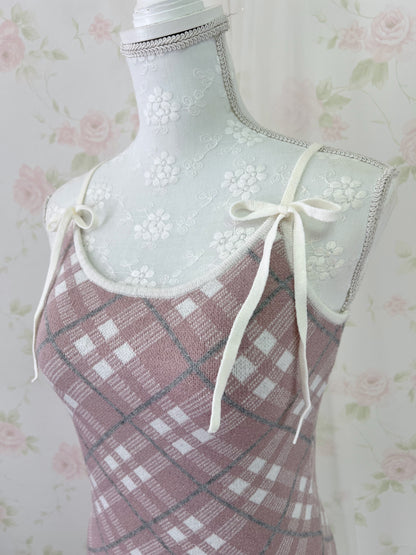 apres jour Short Knit Top & Camisole Set (Gray Pink)