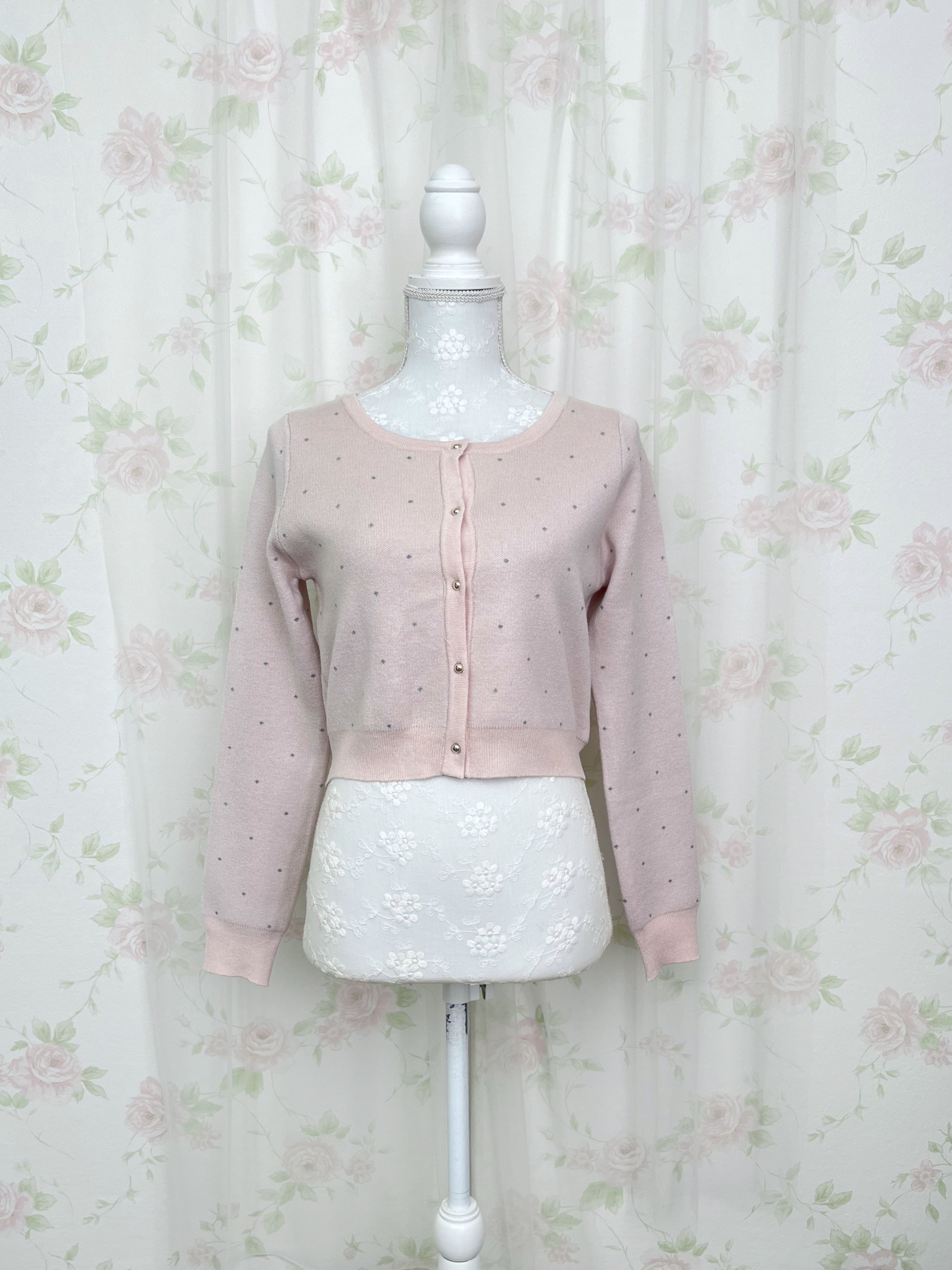 Petite Polka Dot Shoujo Cardigan (Pink)