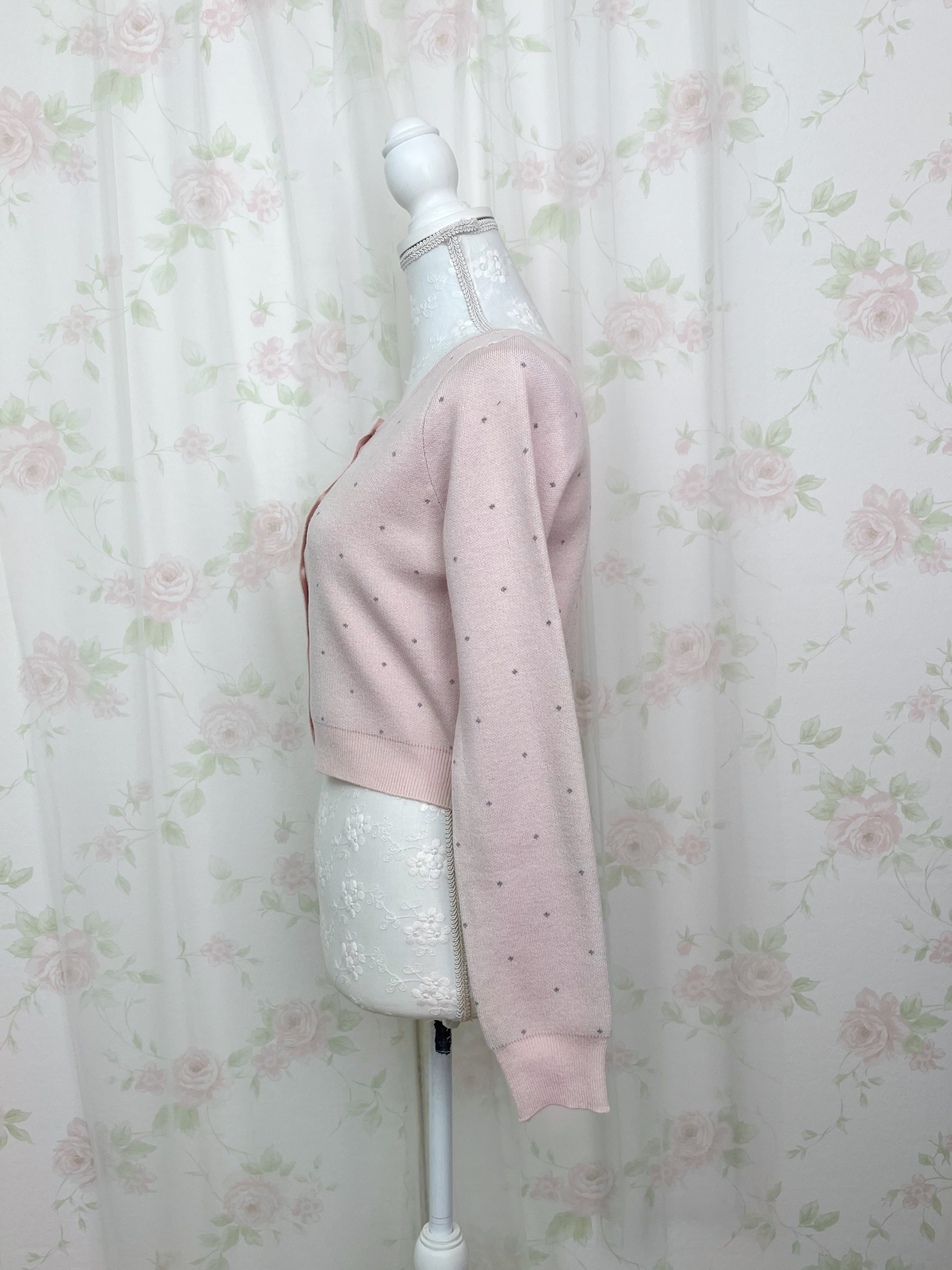 Petite Polka Dot Shoujo Cardigan (Pink)