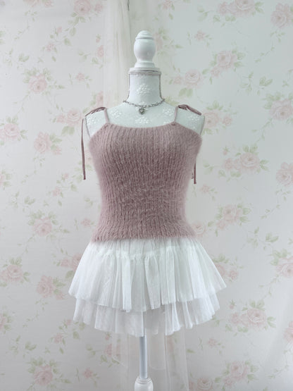 GRL Shaggy Camisole Set Cardigan (Pink)