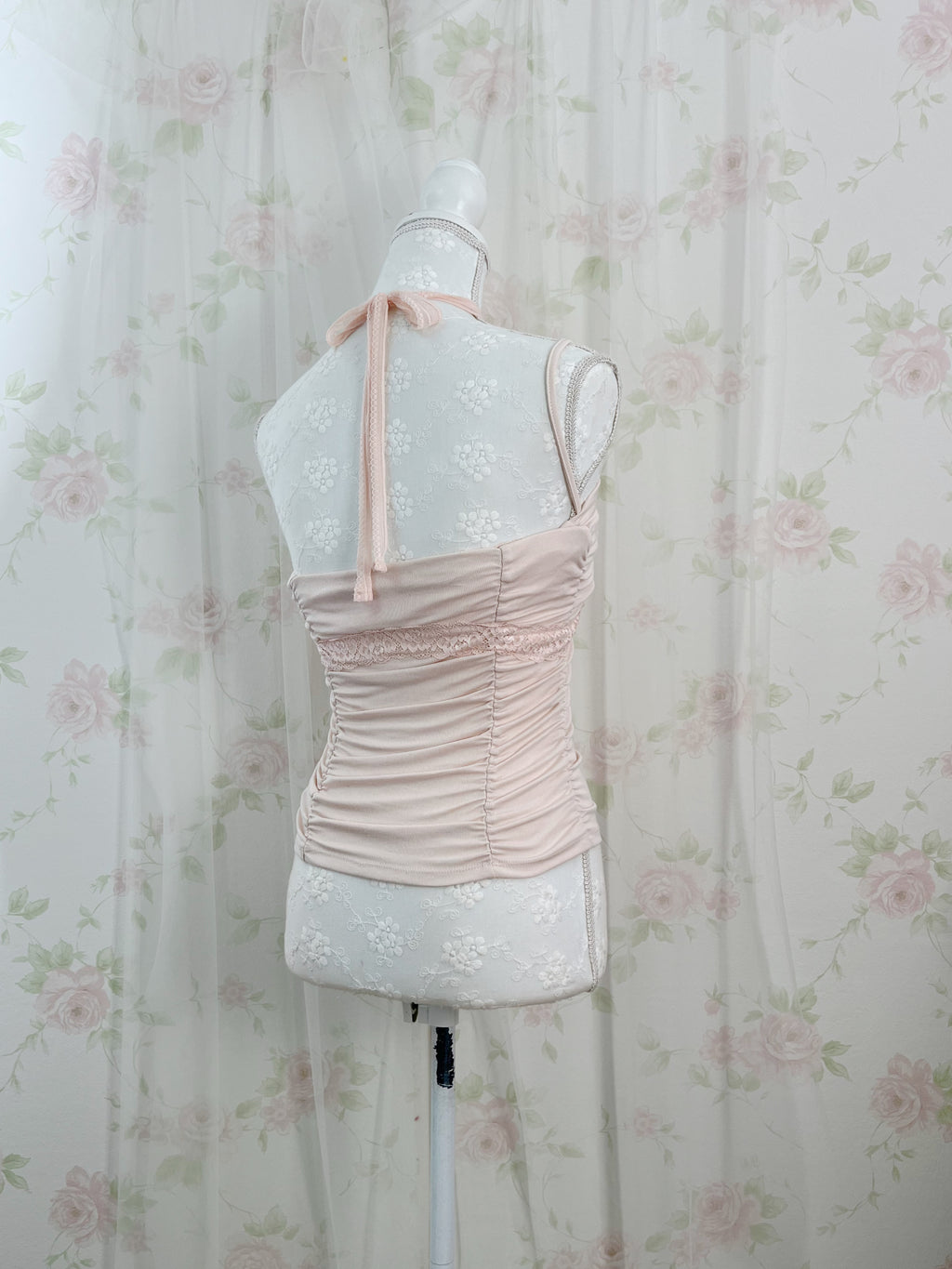 One Shoulder Crossed Halter Neck Top (Pink)