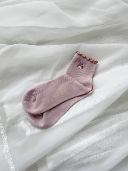 My Melody One Point Embroidery Socks