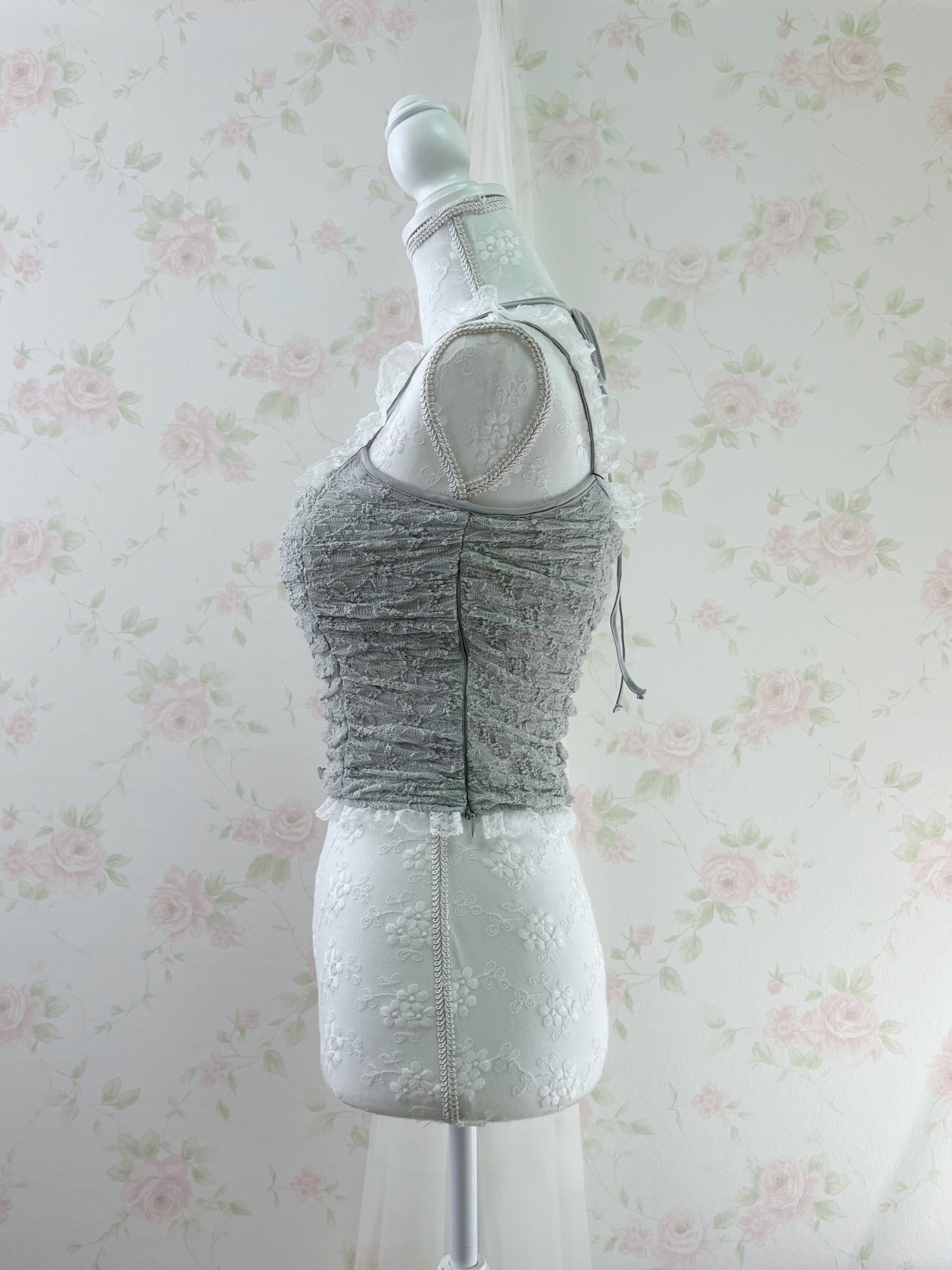 Lacy Halter Neck Camisole (Gray)