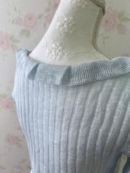 GRL Shoujo Frilled Hem Cardigan (Blue)