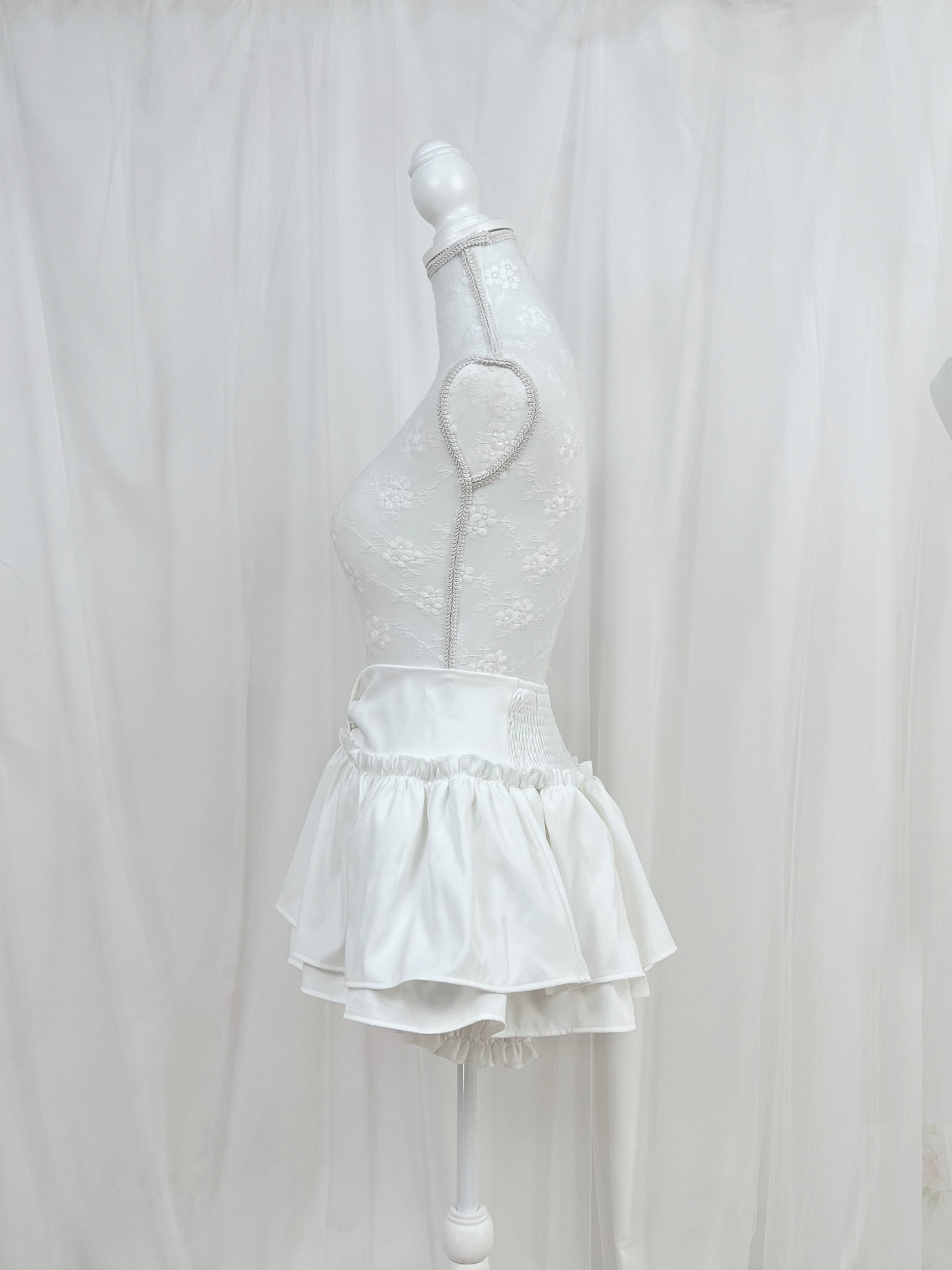 GRL Ribbon Waist Skirt Pants (White)