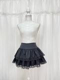 Layered Lace Hem Sukapan (Dark Gray)