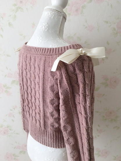 GRL Shoulder Bow Sweater (Pink)