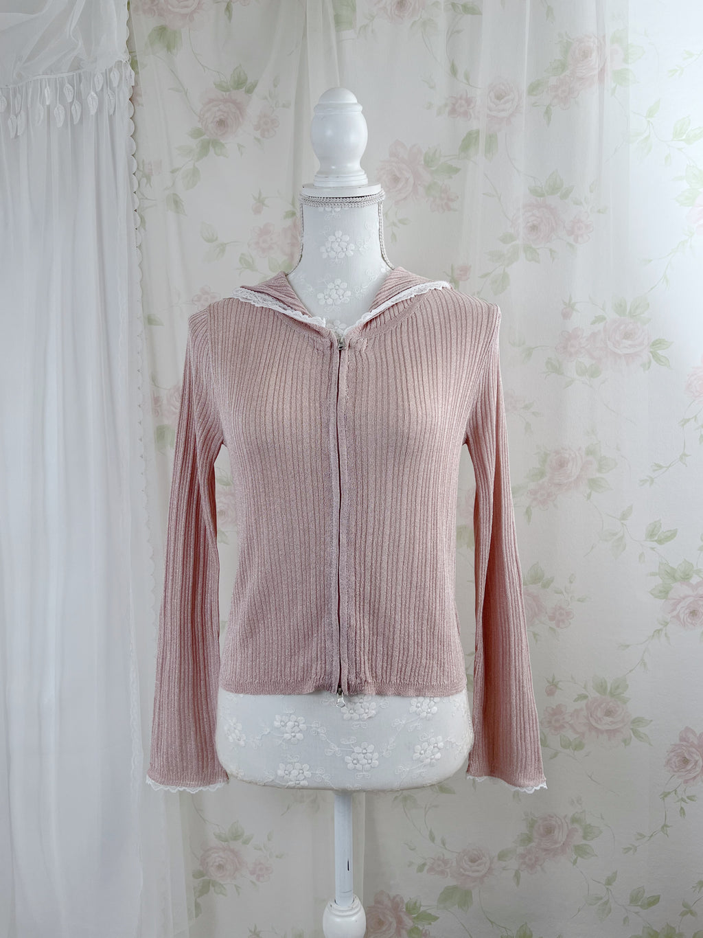 Pink Strawberry Lace Sleeve Hoodie