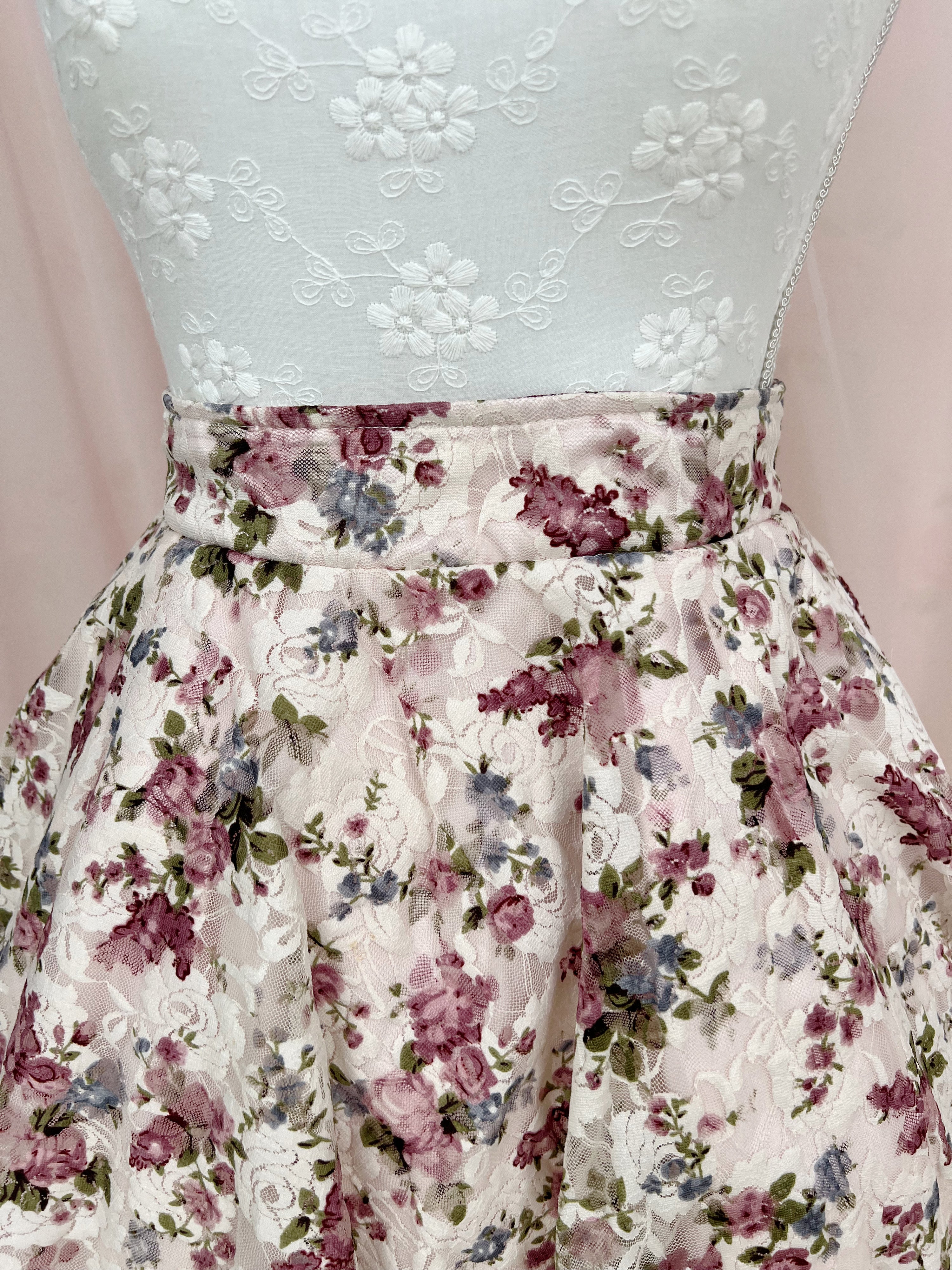 Sweet Girly Floral Mini Skirt (Pink/Purple)